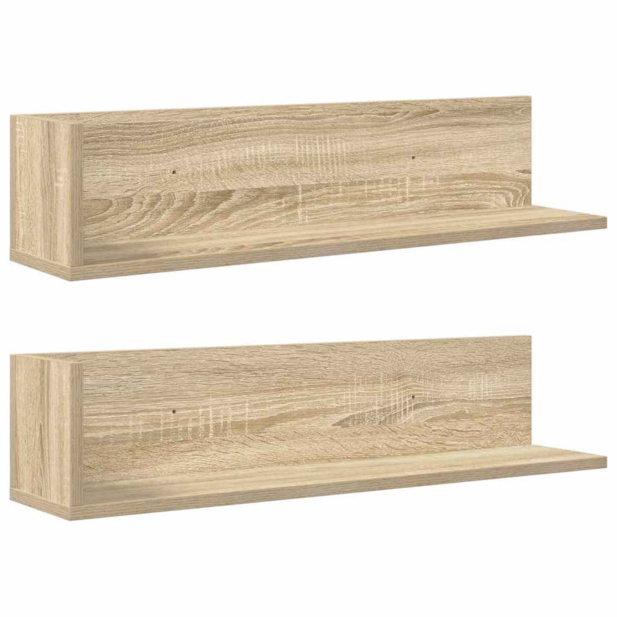 Wandschappen 2 st 75x16,5x16,5cm bewerkt hout sonoma eikenkleur