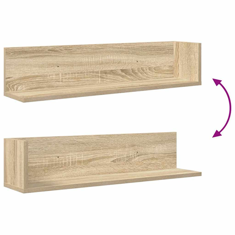 Wandschappen 2 st 75x16,5x16,5cm bewerkt hout sonoma eikenkleur