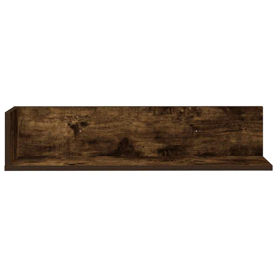 Wandschappen 2 st 75x16,5x16,5 cm bewerkt hout gerookt eiken