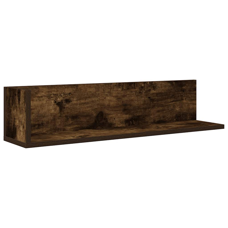 Wandschappen 2 st 75x16,5x16,5 cm bewerkt hout gerookt eiken