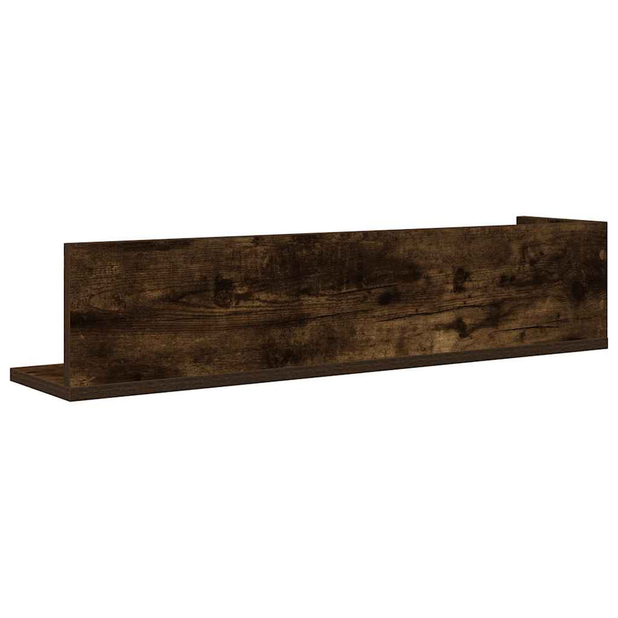 Wandschappen 2 st 75x16,5x16,5 cm bewerkt hout gerookt eiken