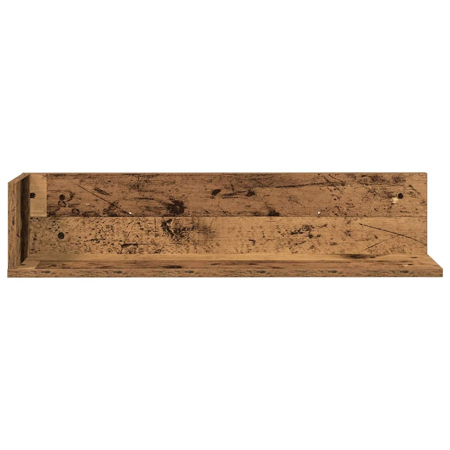 Wandschappen 2 st 75x16,5x16,5 cm bewerkt hout oud houtkleurig