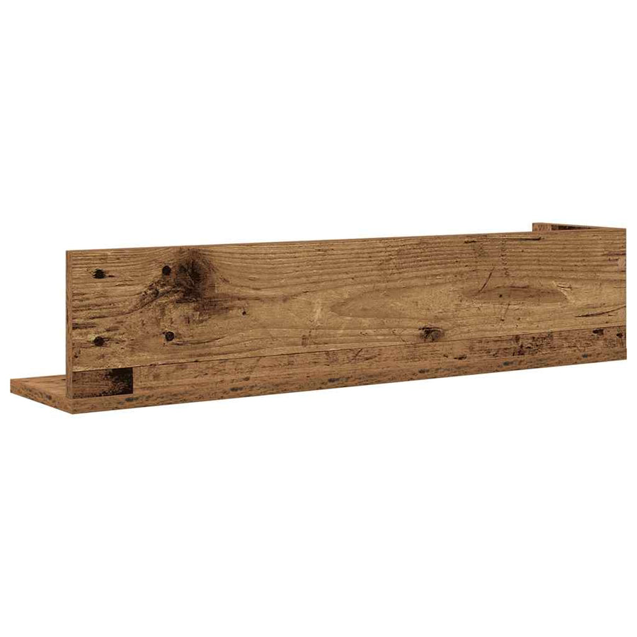 Wandschappen 2 st 75x16,5x16,5 cm bewerkt hout oud houtkleurig