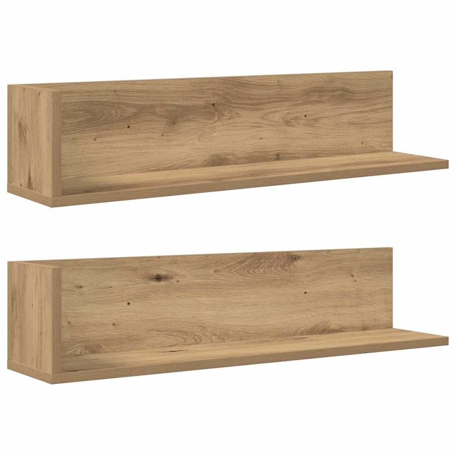 Wandschappen 2 st 75x16,5x16,5 bewerkt hout artisanaal eiken