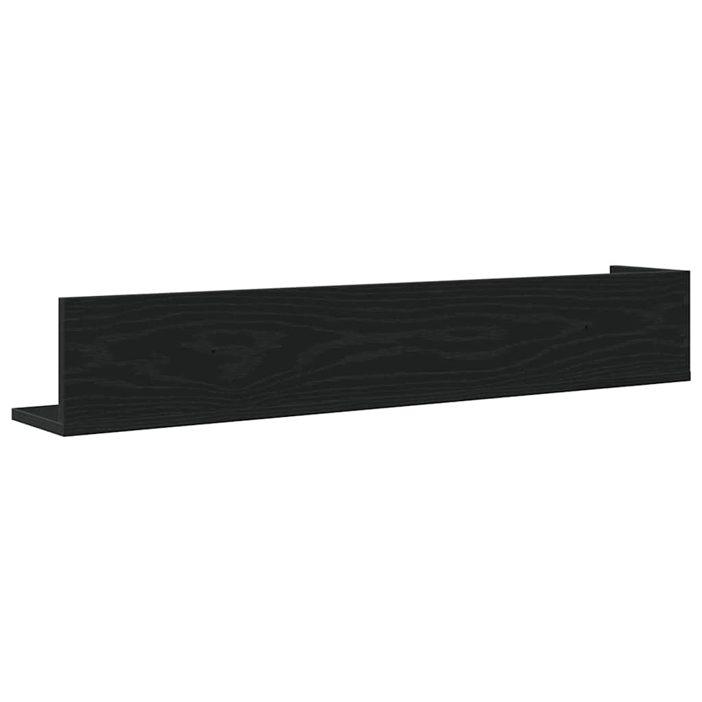 Wandschappen 2 st 100x16,5x16,5 cm bewerkt hout zwart