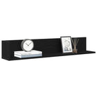 Wall shelves 2 pcs 100x16.5x16.5 cm carved wood black
