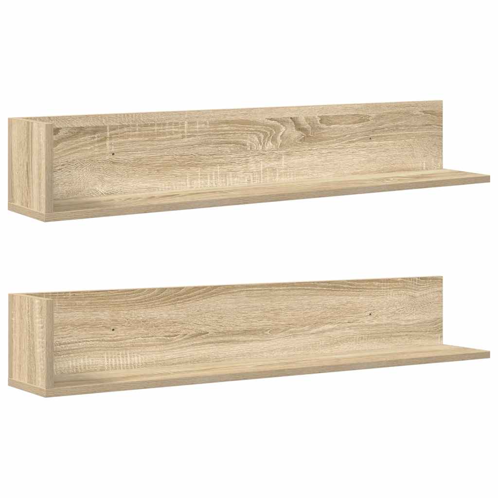 Wandschappen 2 st 100x16,5x16,5 cm bewerkt hout sonoma eiken