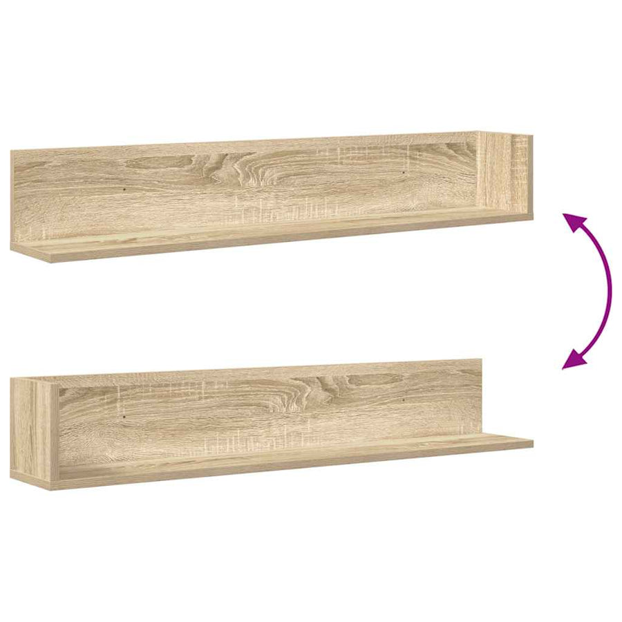Wandschappen 2 st 100x16,5x16,5 cm bewerkt hout sonoma eiken