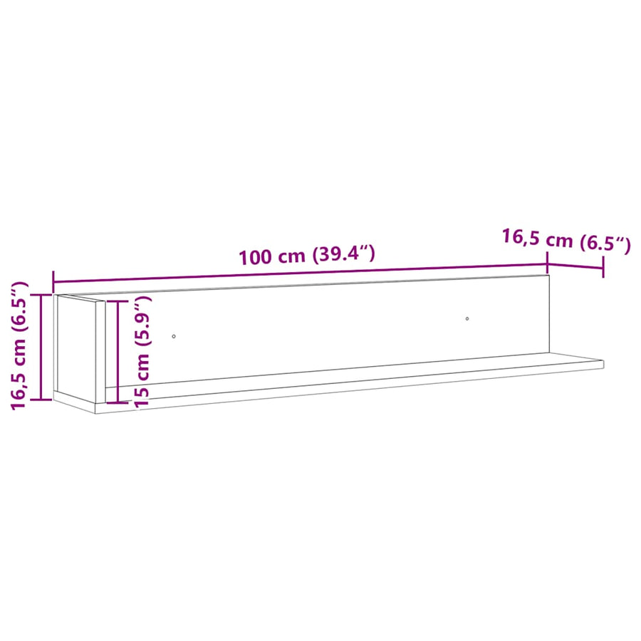Wandschappen 2 st 100x16,5x16,5 cm bewerkt hout gerookt eiken