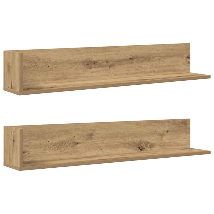 Wandschappen 2 st 100x16,5x16,5cm bewerkt hout artisanaal eiken