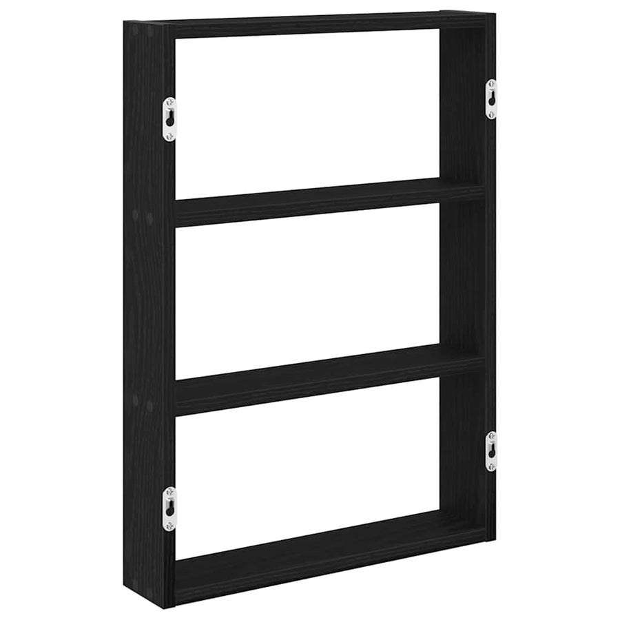 Wandschap 43x9x60 cm bewerkt hout zwart