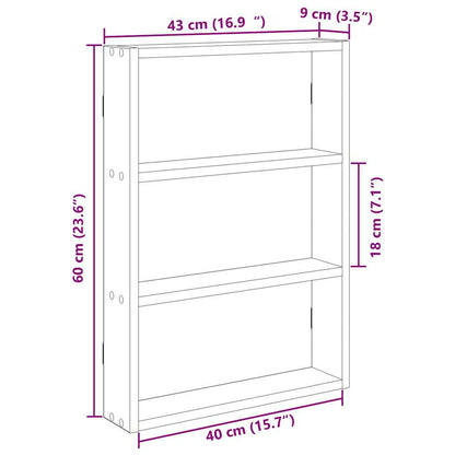 Wandschap 43x9x60 cm bewerkt hout zwart