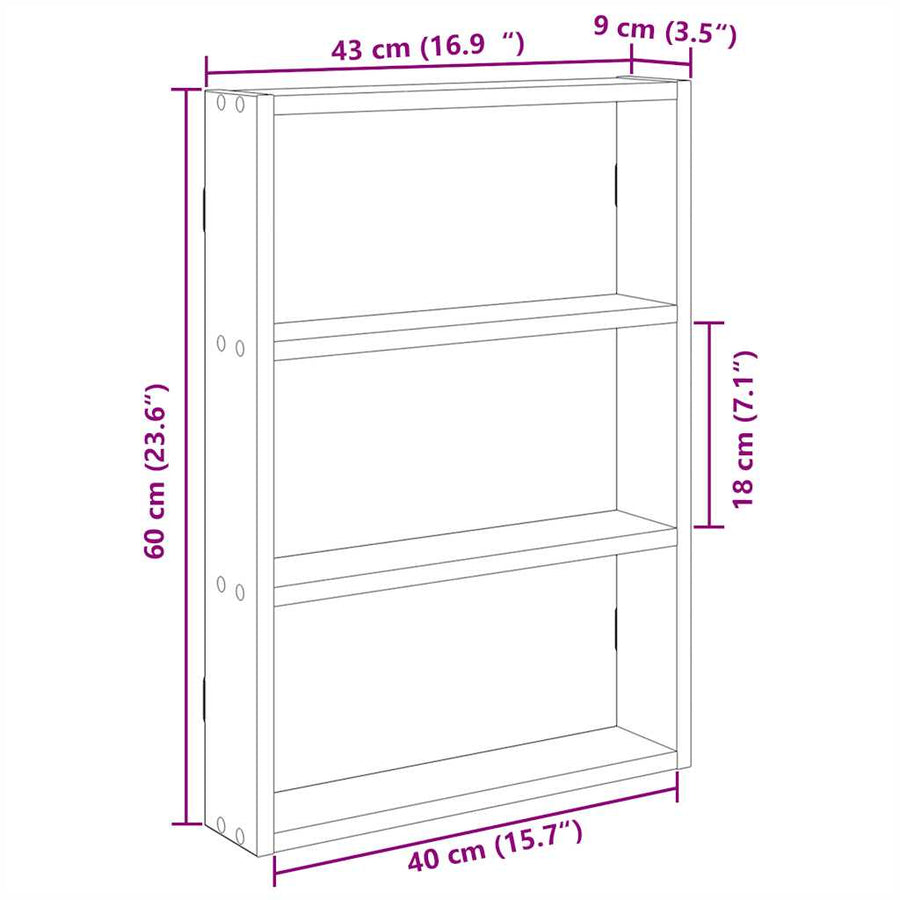 Wandschap 43x9x60 cm bewerkt hout betongrijs