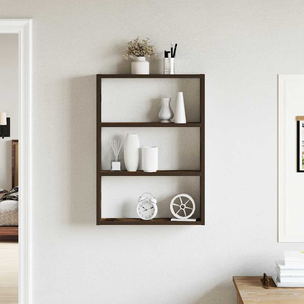 Wandschap 43x9x60 cm bewerkt hout gerookt eikenkleurig