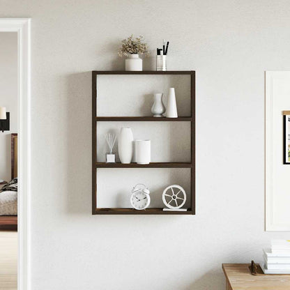 Wandschap 43x9x60 cm bewerkt hout gerookt eikenkleurig