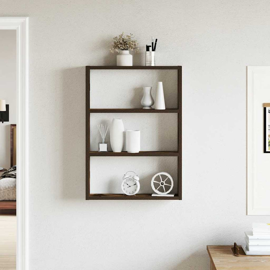 Wandschap 43x9x60 cm bewerkt hout gerookt eikenkleurig