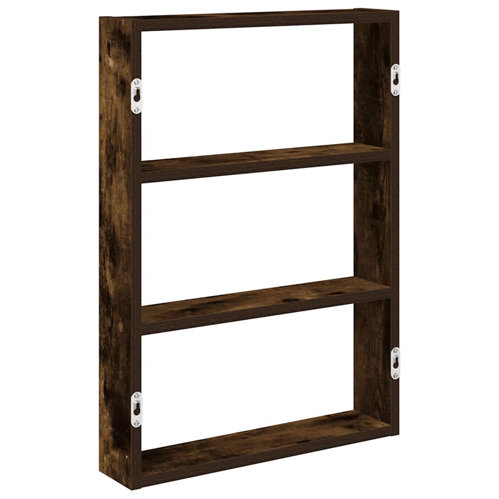 Wandschap 43x9x60 cm bewerkt hout gerookt eikenkleurig