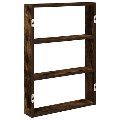 Wandschap 43x9x60 cm bewerkt hout gerookt eikenkleurig