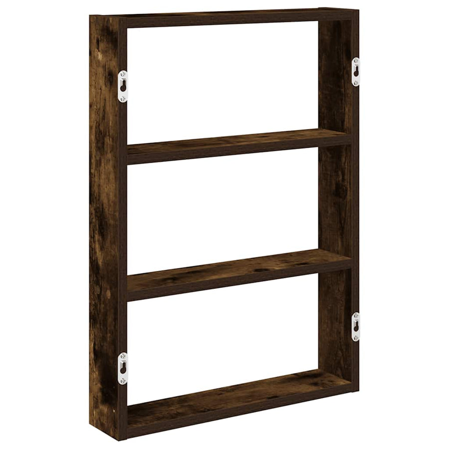 Wandschap 43x9x60 cm bewerkt hout gerookt eikenkleurig
