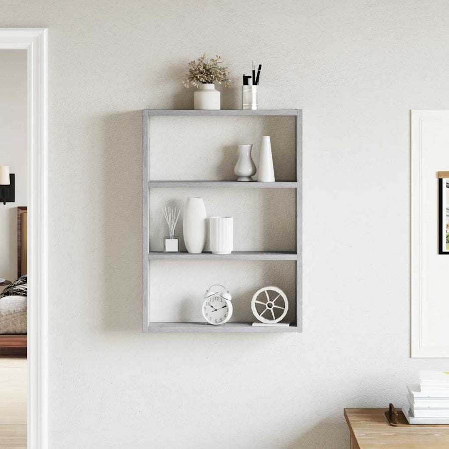 Wandschap 43x9x60 cm bewerkt hout grijs sonoma eikenkleurig