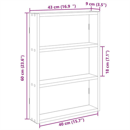 Wandschap 43x9x60 cm bewerkt hout grijs sonoma eikenkleurig