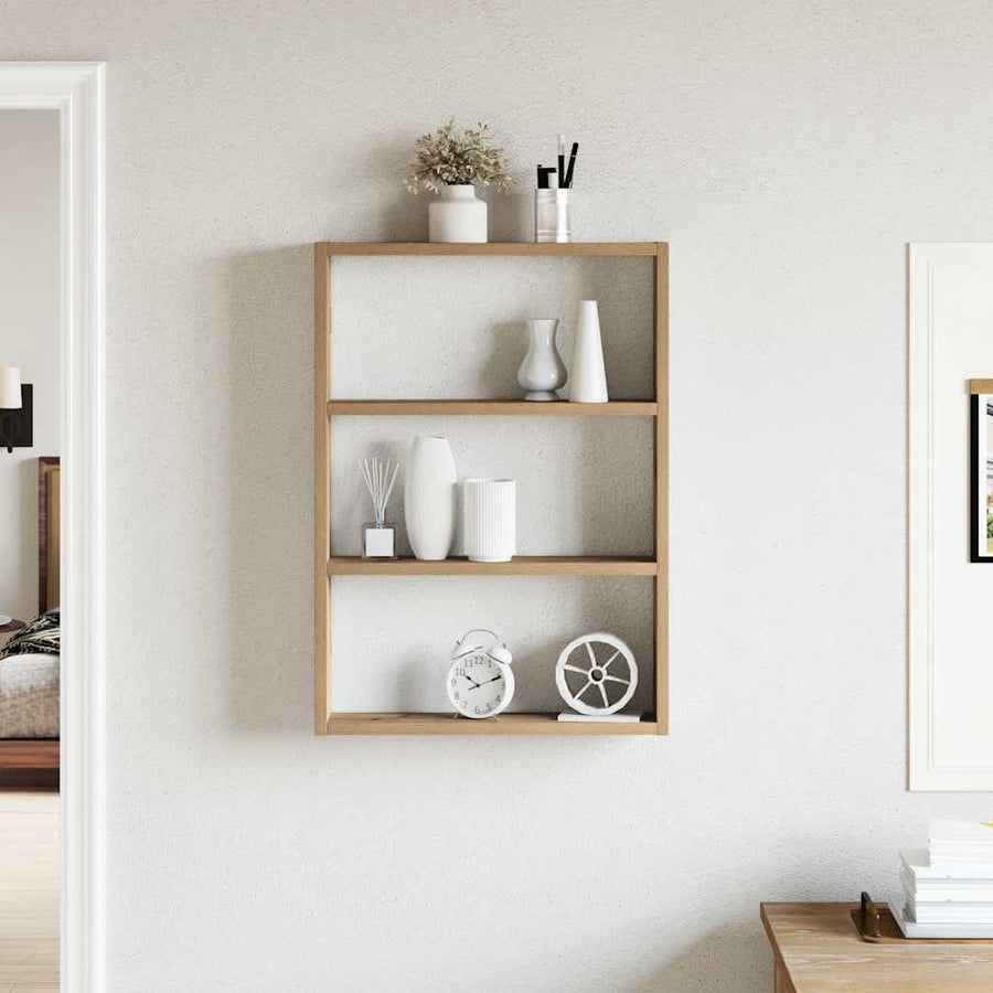 Wandschap 43X9X60 Cm Bewerkt Hout artisanaal eikenkleurig