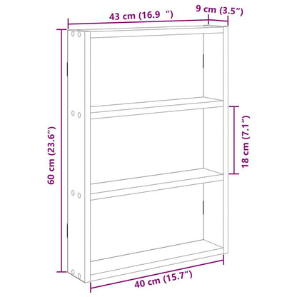Wandschap 43X9X60 Cm Bewerkt Hout artisanaal eikenkleurig