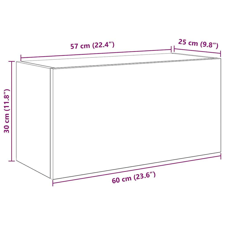 Badkamerwandkast 60x25x30 cm bewerkt hout betongrijs