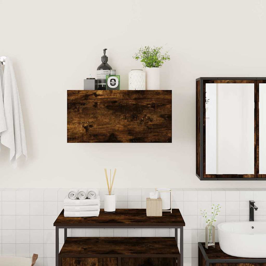 Badkamerwandkast 60x25x30 cm bewerkt hout gerookt eikenkleurig