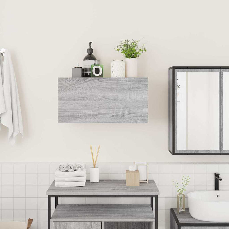 Badkamerwandkast 60x25x30 cm bewerkt hout grijs sonoma eiken