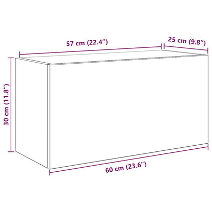 Badkamerwandkast 60x25x30 cm bewerkt hout grijs sonoma eiken