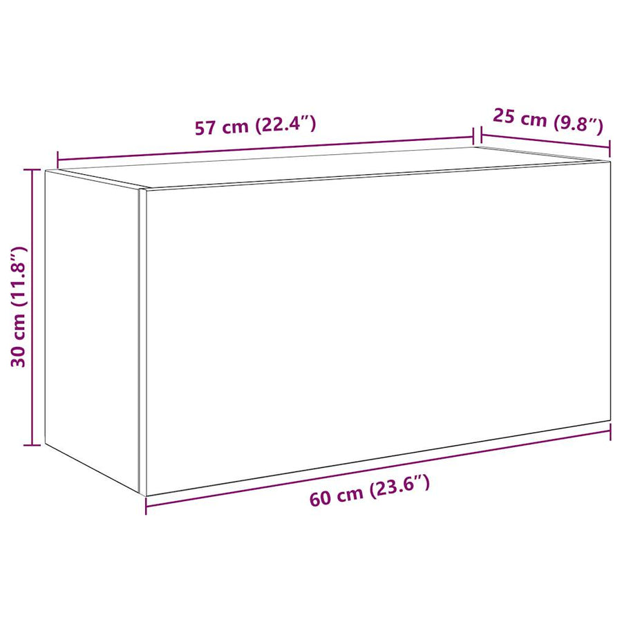 Badkamerwandkast 60x25x30 cm bewerkt hout grijs sonoma eiken