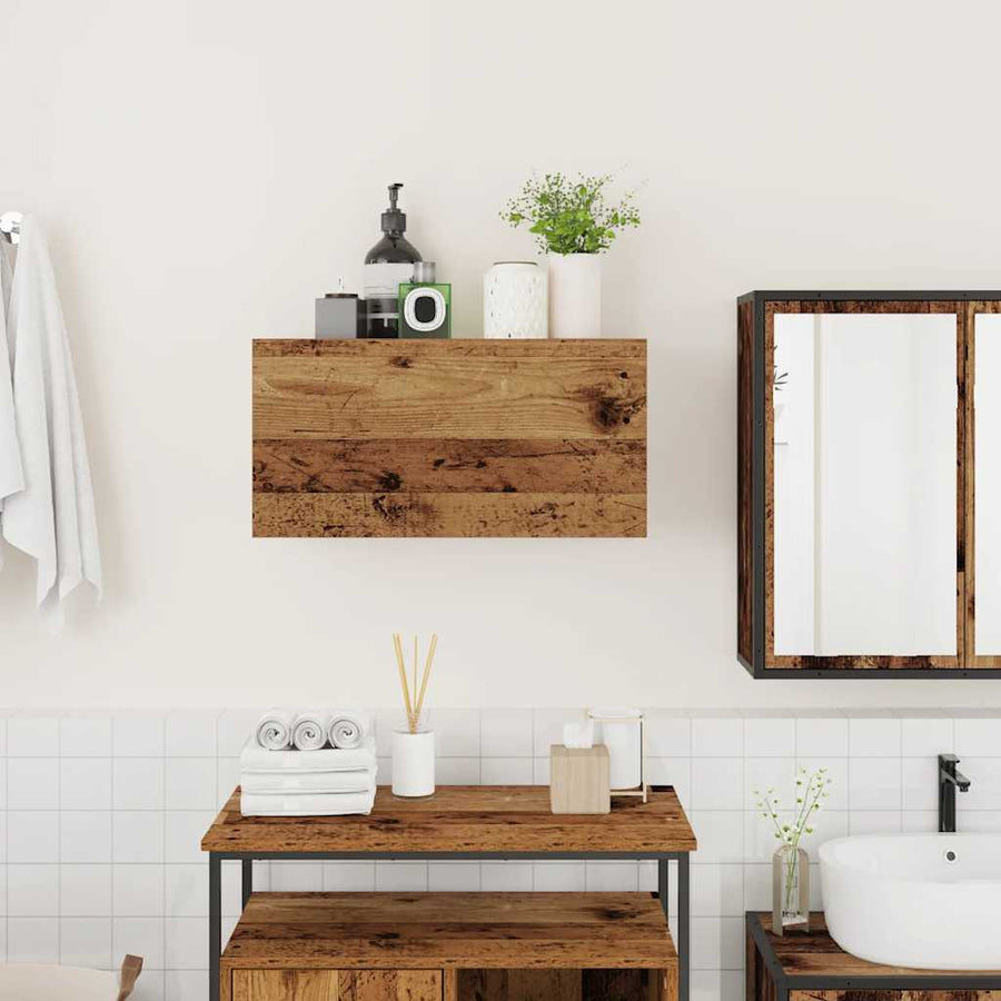 Badkamerwandkast 60x25x30 cm bewerkt hout oud houtkleurig