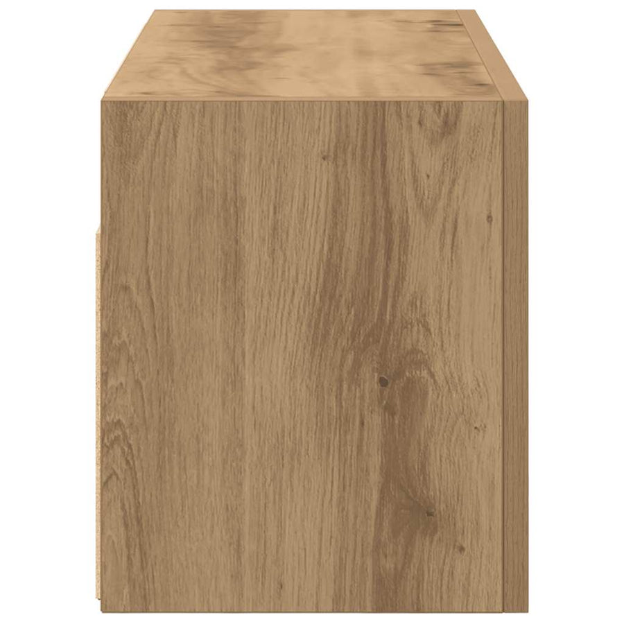 Badkamerwandkast 60x25x30 cm bewerkt hout artisanaal eikenkleur