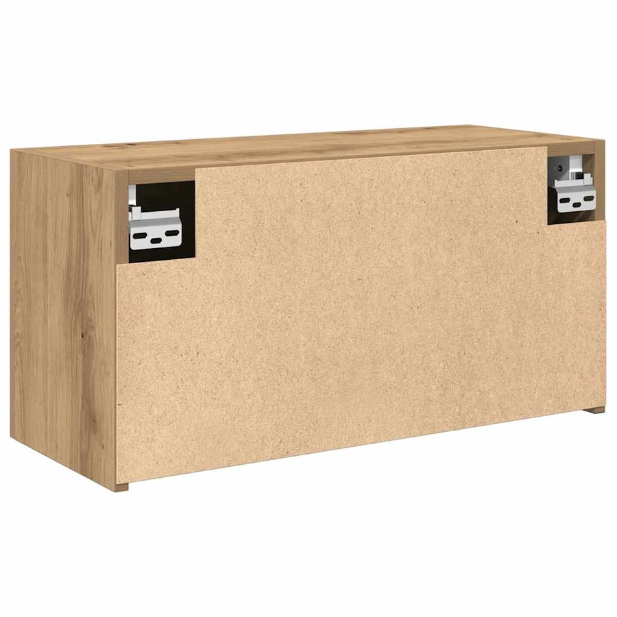 Badkamerwandkast 60x25x30 cm bewerkt hout artisanaal eikenkleur