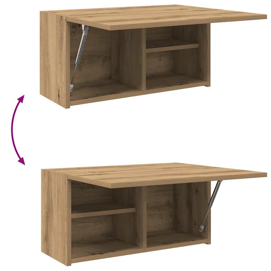 Badkamerwandkast 60x25x30 cm bewerkt hout artisanaal eikenkleur