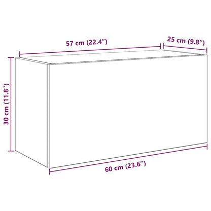 Badkamerwandkast 60x25x30 cm bewerkt hout artisanaal eikenkleur
