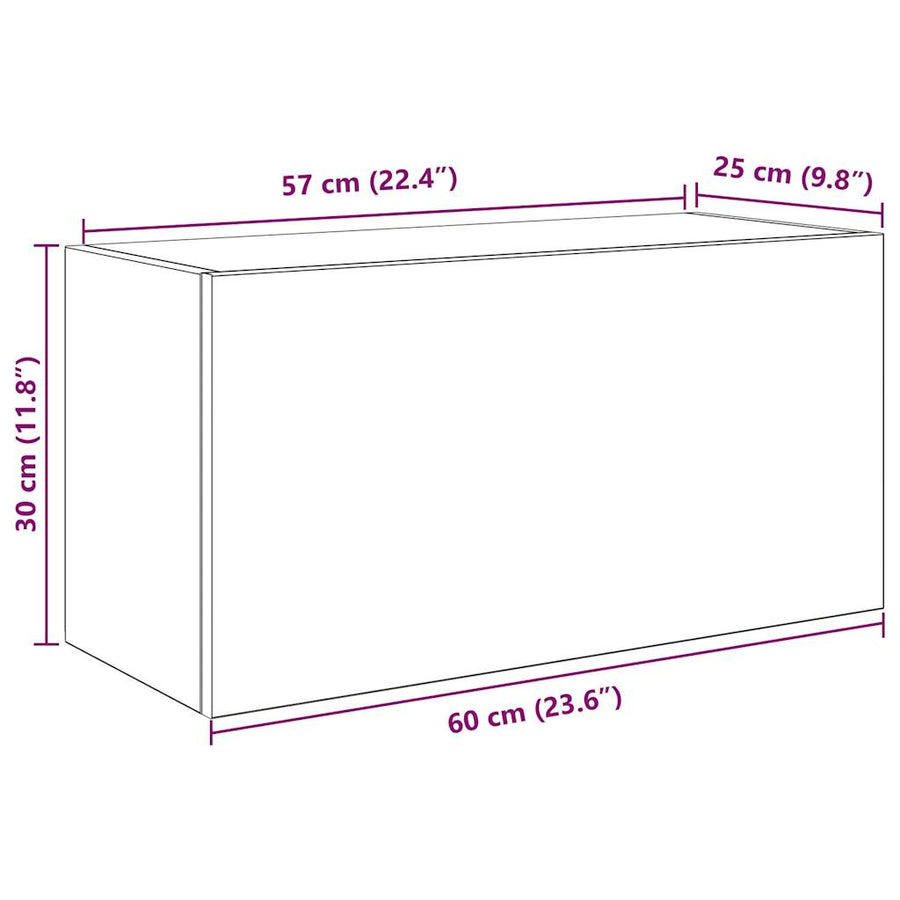 Badkamerwandkast 60x25x30 cm bewerkt hout artisanaal eikenkleur