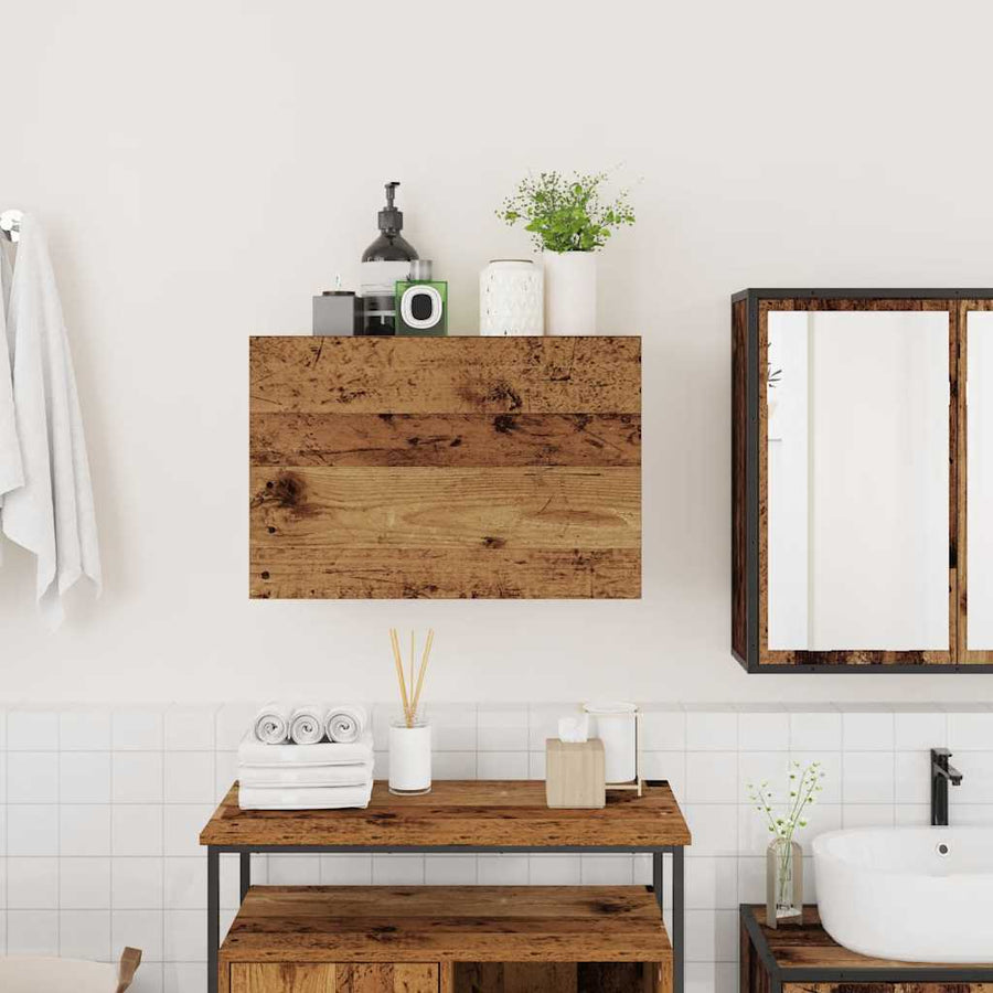 Badkamerwandkast 60x25x40 cm bewerkt hout oud houtkleurig