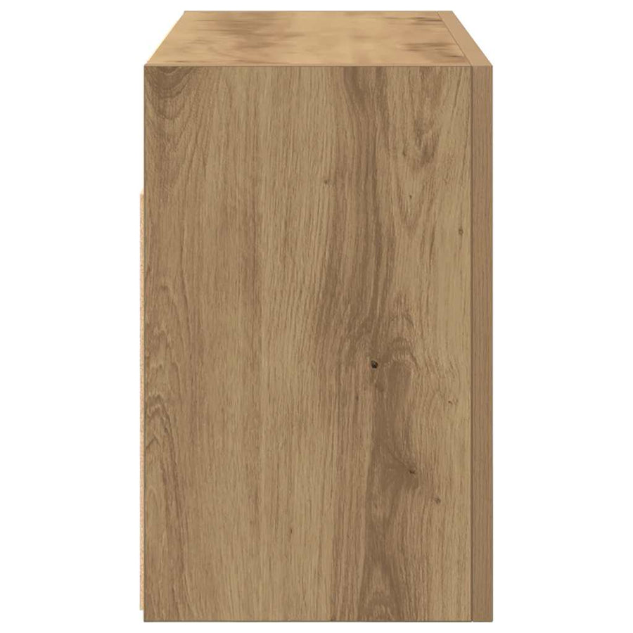 Badkamerwandkast 60x25x40 cm bewerkt hout artisanaal eikenkleur
