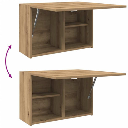 Badkamerwandkast 60x25x40 cm bewerkt hout artisanaal eikenkleur