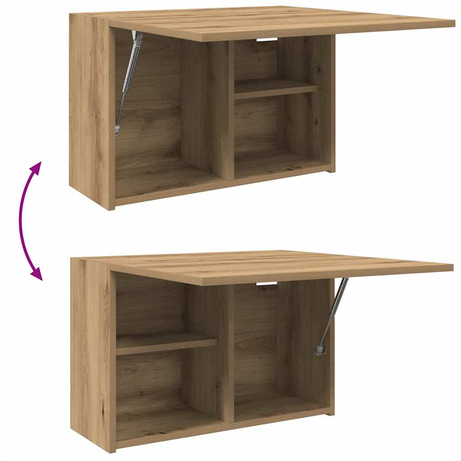 Badkamerwandkast 60x25x40 cm bewerkt hout artisanaal eikenkleur
