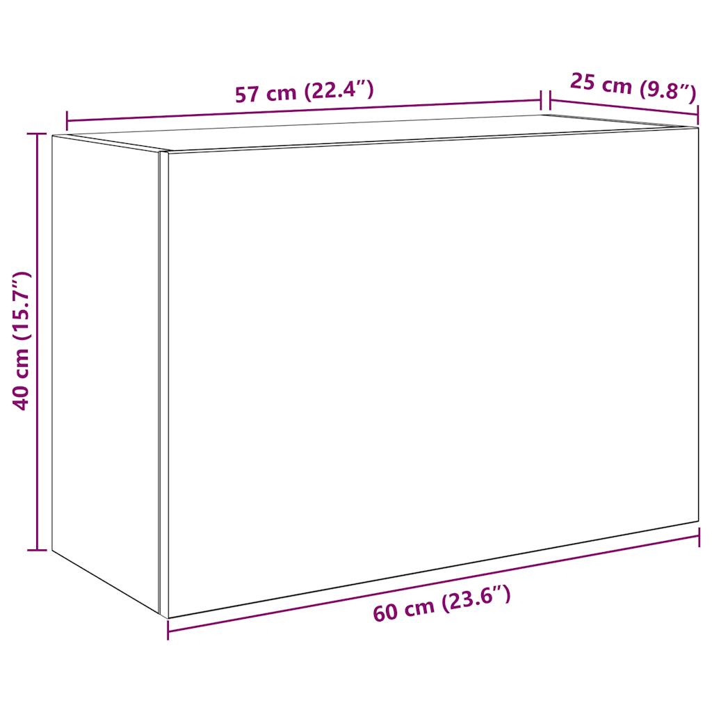 Badkamerwandkast 60x25x40 cm bewerkt hout artisanaal eikenkleur