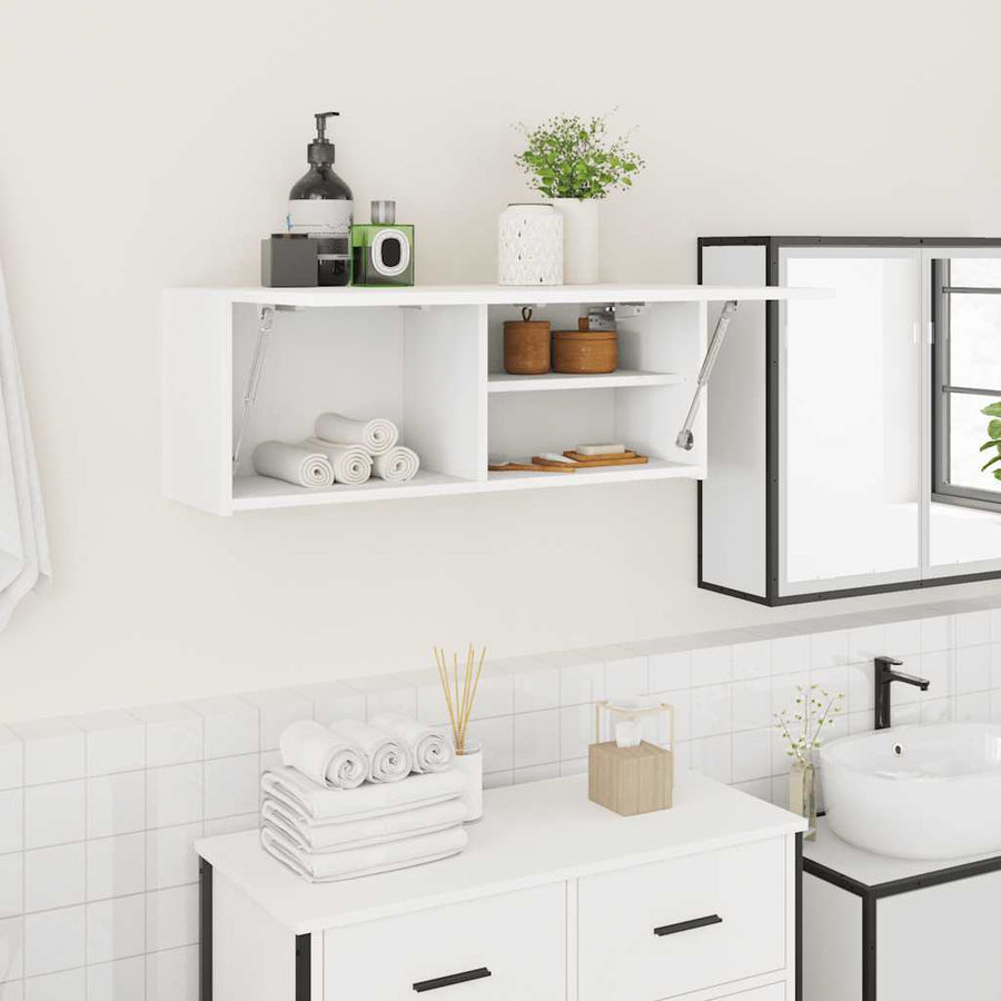 Badkamerwandkast Bewerkt Hout 80 x 25 x 30 cm Wit