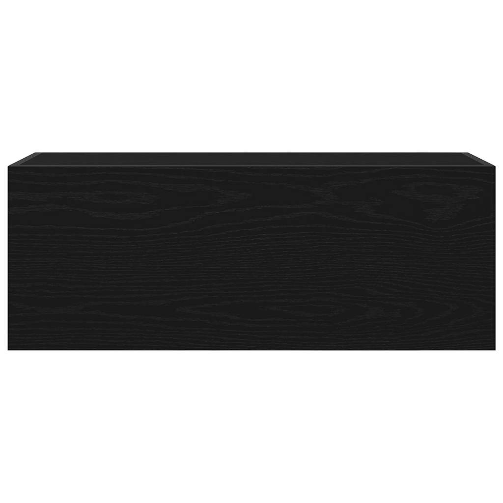 Badkamerwandkast 80x25x30 cm bewerkt hout zwart