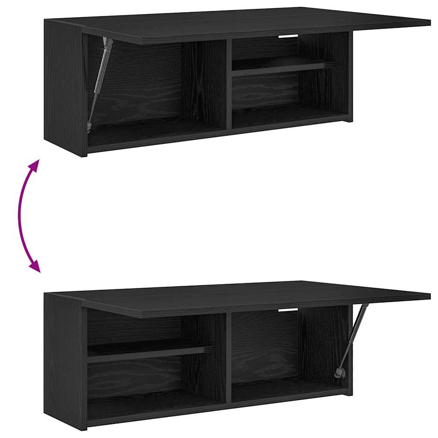 Badkamerwandkast 80x25x30 cm bewerkt hout zwart