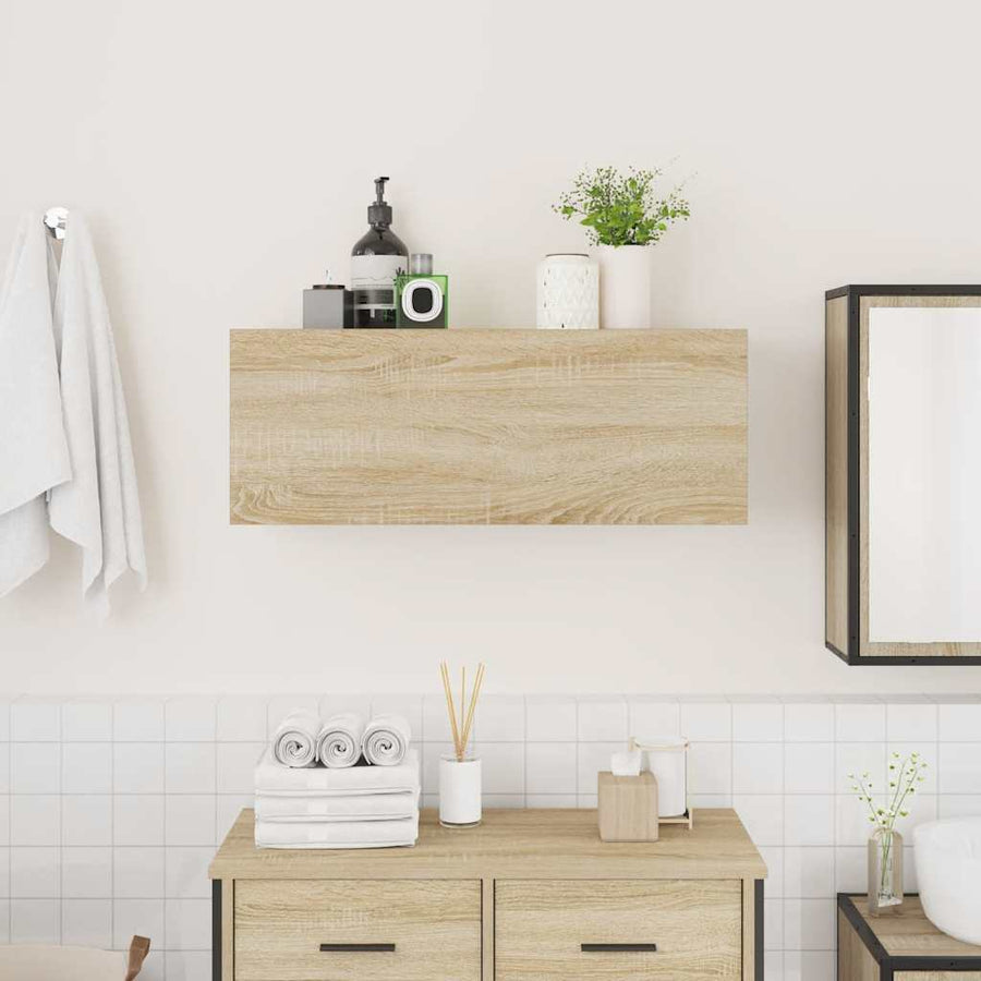 Badkamerwandkast 80x25x30 cm bewerkt hout sonoma eikenkleurig