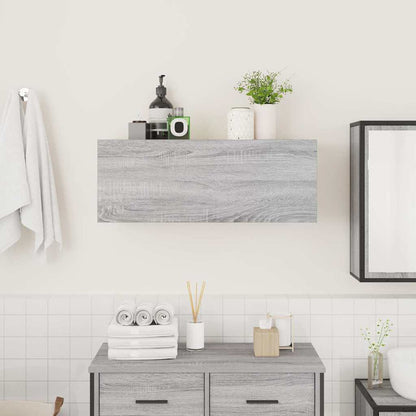 Badkamerwandkast 80x25x30 cm bewerkt hout grijs sonoma eiken