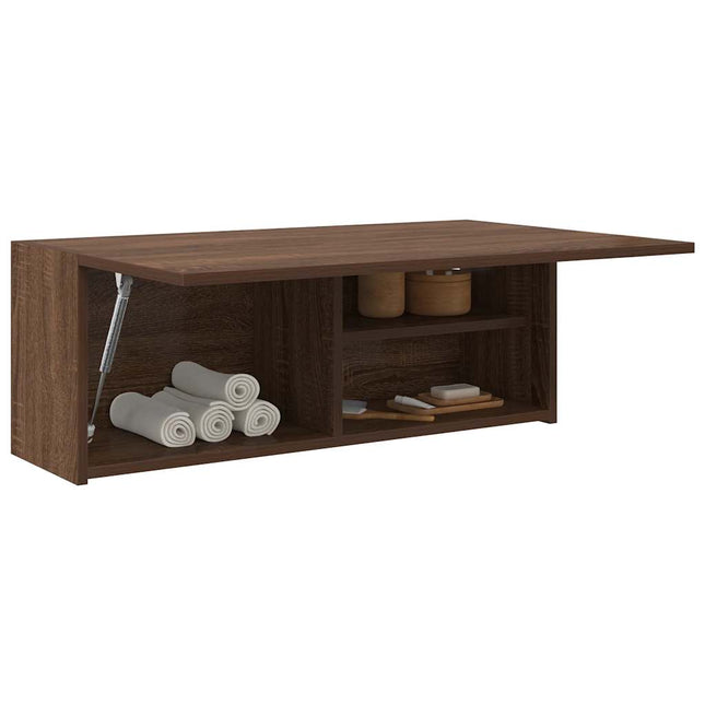 Badkamerwandkast 80x25x30 cm bewerkt hout bruin eikenkleur