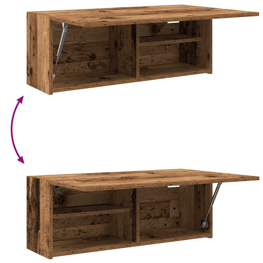 Badkamerwandkast 80x25x30 cm bewerkt hout oud houtkleurig